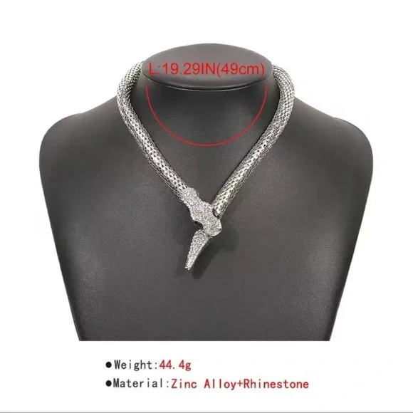 Serpenti Silver Snake Crystal Necklace - Picture 6 of 11